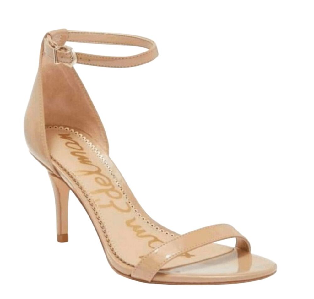 SAM EDELMAN Pattie Tan Patent Leather Stiletto Heeled Sandals Size 10M